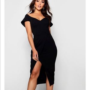 Off the Shoulder Wrap Skirt Midi Dress SOLD